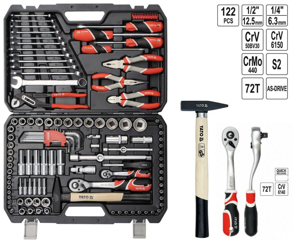 YATO YT-38901 Socket Set 1/4Inch , 1/2Inch A professional tool kit 