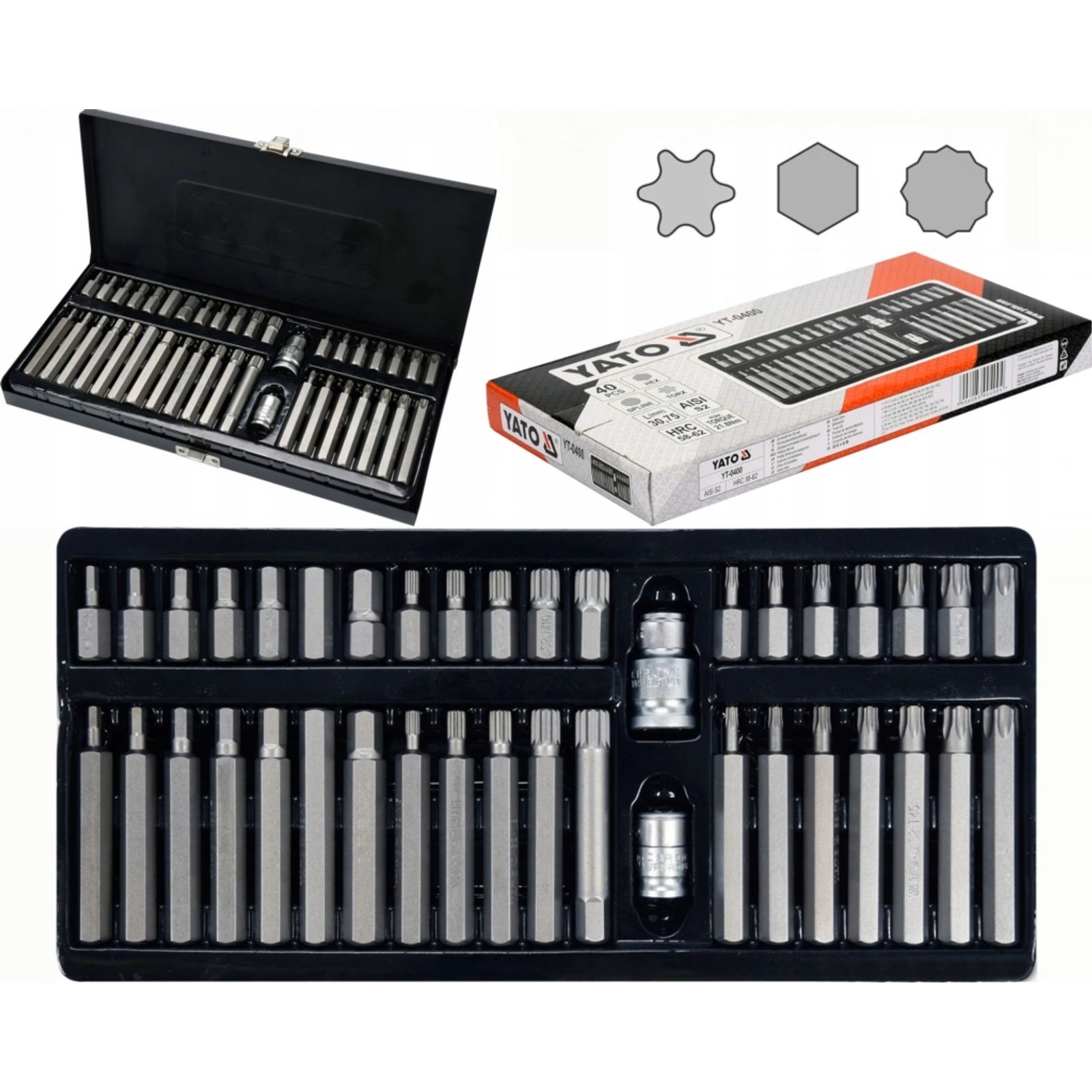 SCREWDRIVER BIT SET /HEX, TORX, SPLINE/ 40PCS